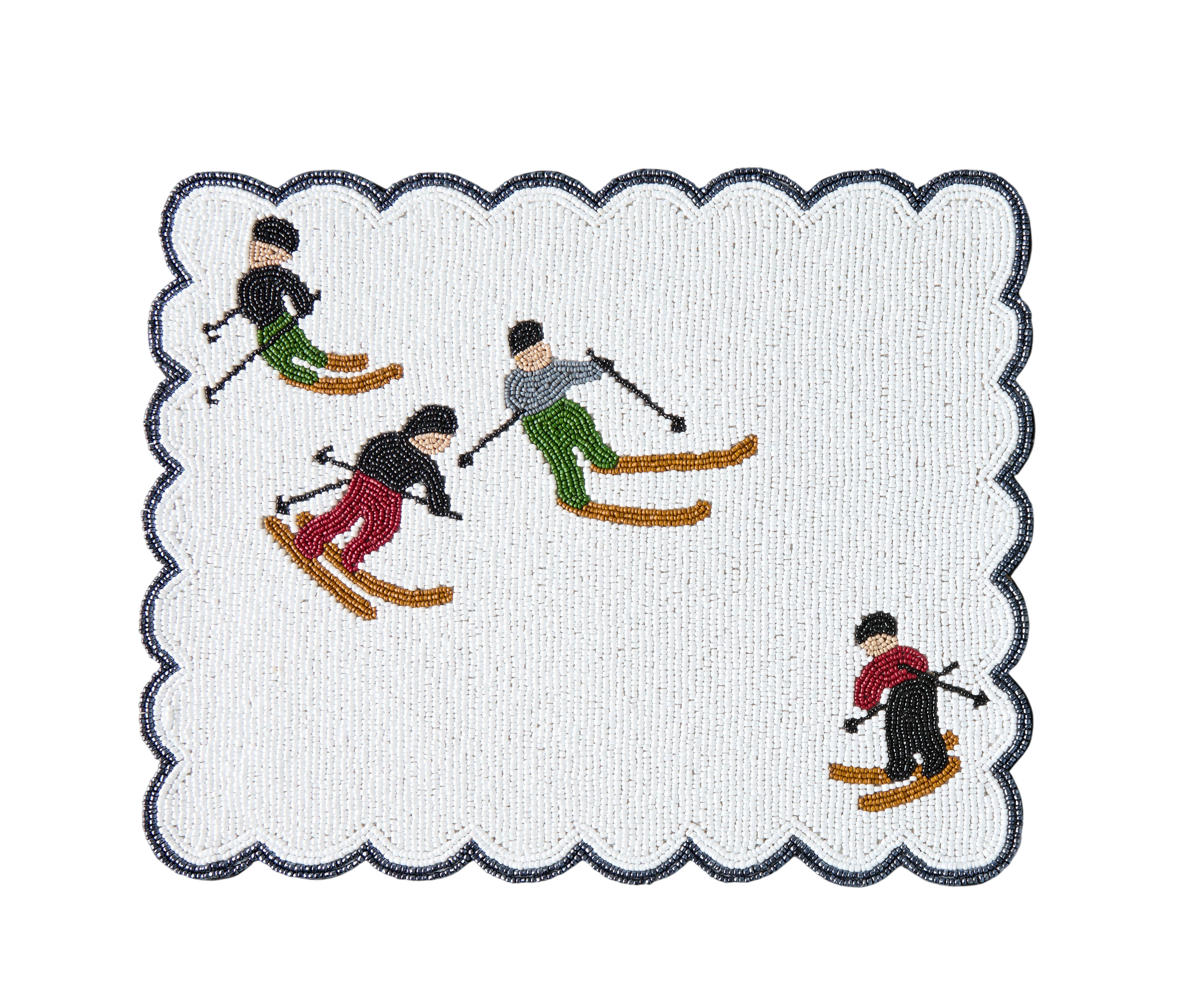 Winter Skier Christmas placemats Set – Snowy Mountain Dining Table Decor – Winter Wonderland Table Setting
