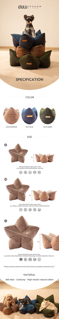 OULU X PEHOM - CUDDLE PET PILLOW BED- Navy Blue / Olive Green / Canyon Brown
