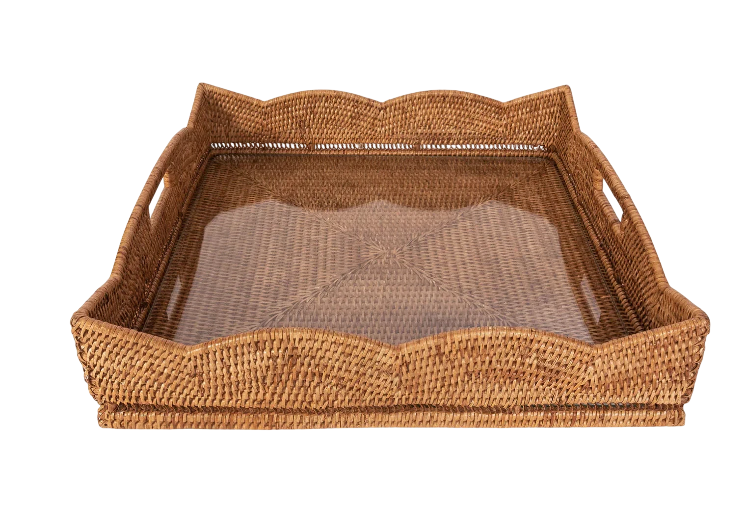 Scallop Square Tray With Glass Insert