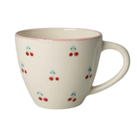 Ceramic Jumbo Cup with Hand-painted Cherries - 14.2 oz