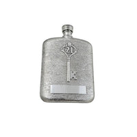 21st Birthday Flask Bark Design with Cartouche Pewter, Boxed with Pouch
