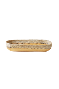Copabu Wood + Raffia Rectangle Tray