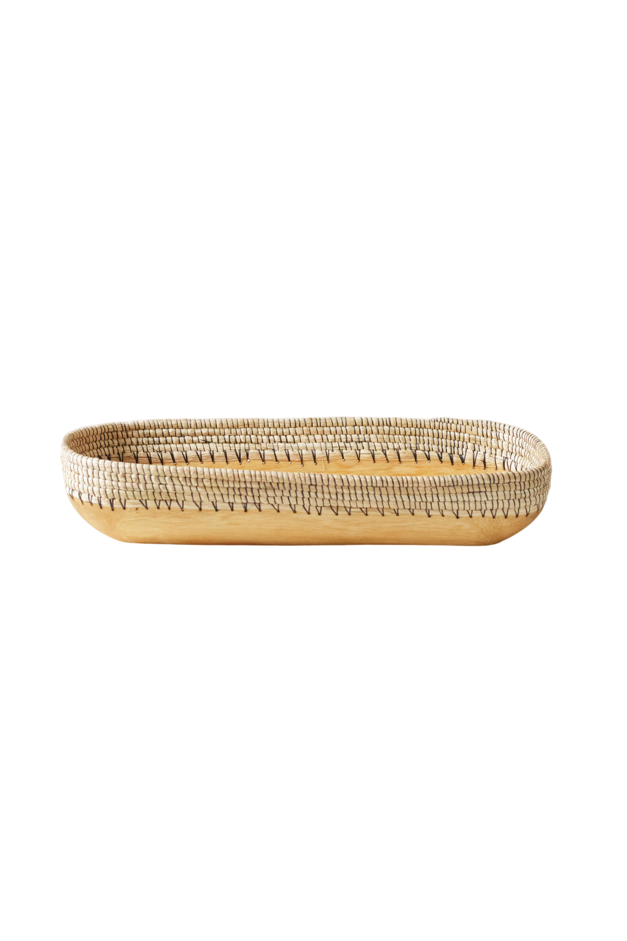 Copabu Wood + Raffia Rectangle Tray