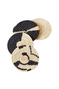 Natural & Black Mixed Set of 4 Coasters