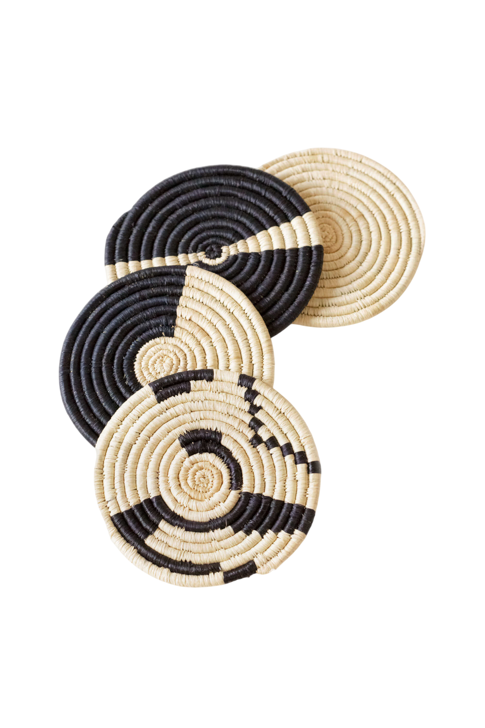 Natural & Black Mixed Set of 4 Coasters