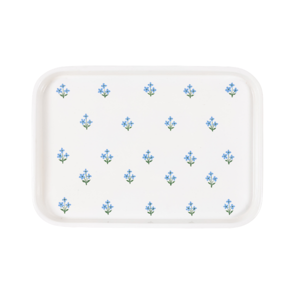 Blue Floral Hand-painted Enamelware Tray