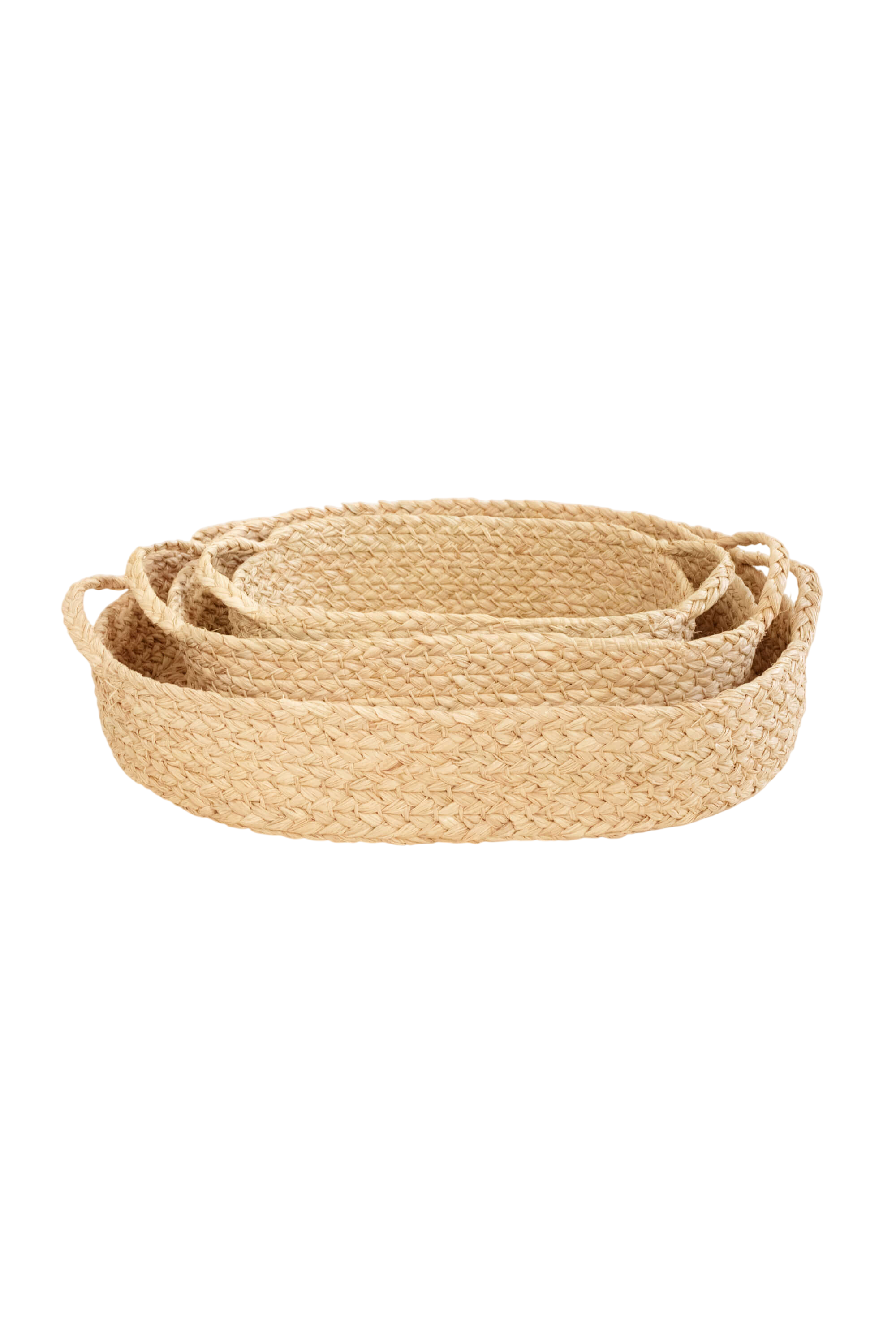 Set of 3 Nesting Braided Raffia Trays