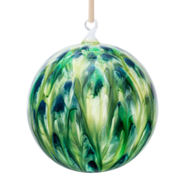Feather Paint Large Glass Balls - Green (Set of 2)