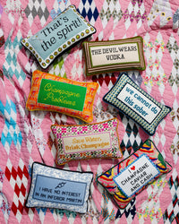 Drink Champagne Needlepoint Pillow