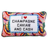 Caviar and Cash Needlepoint Pillow