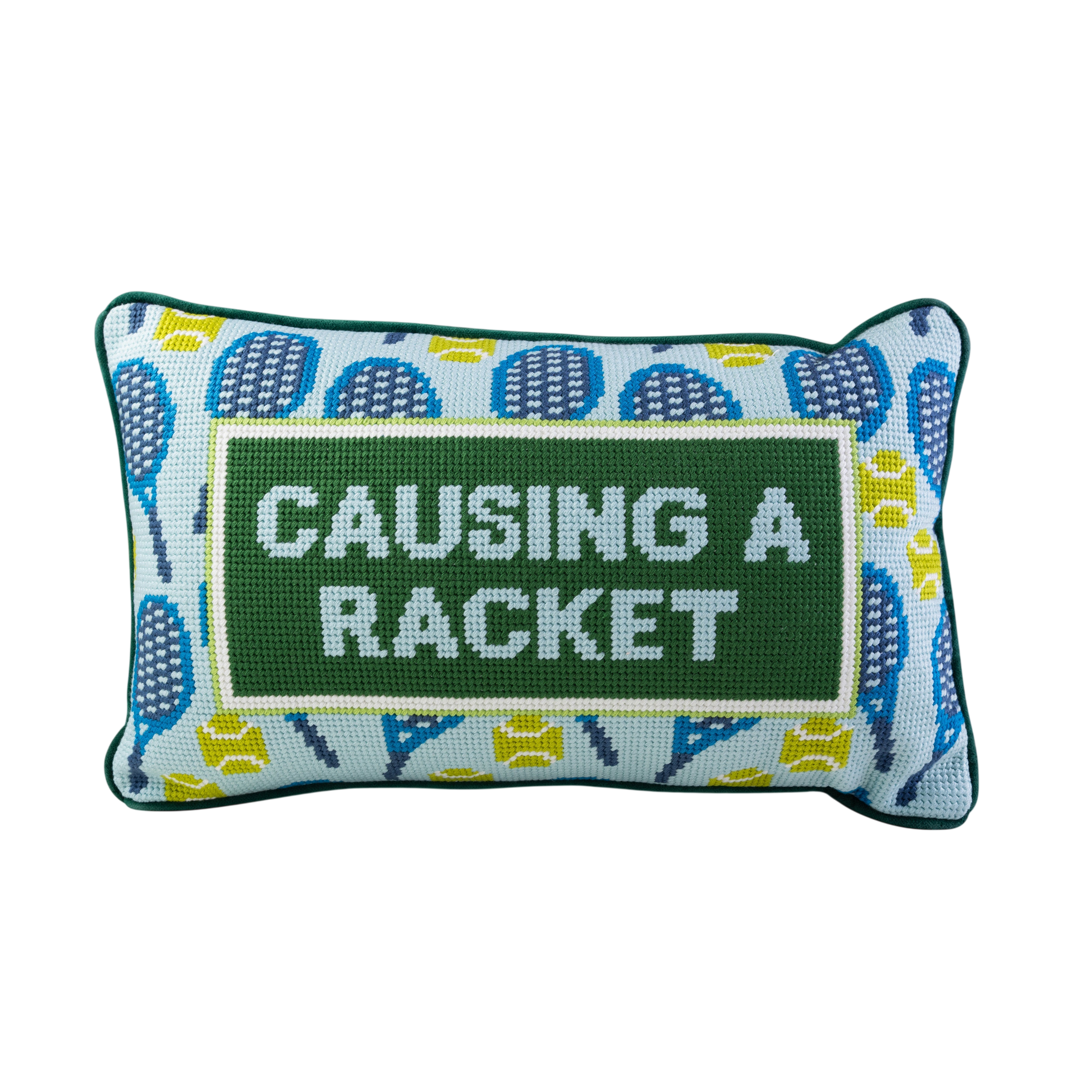 Causing A Racket Needlepoint Pillow
