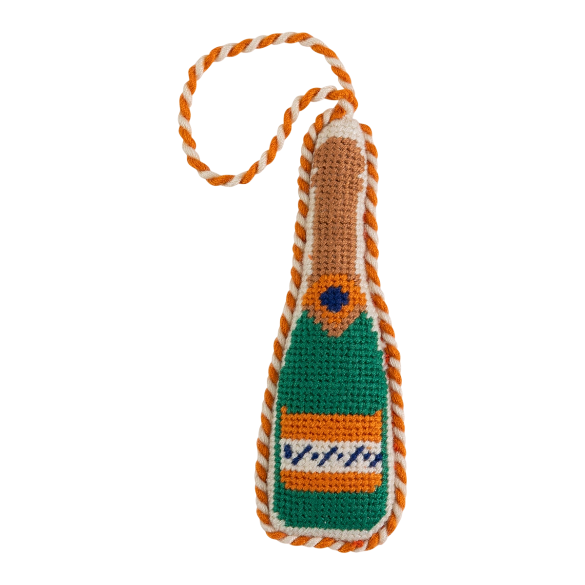 Needlepoint Icon Ornament - Champagne Bottle