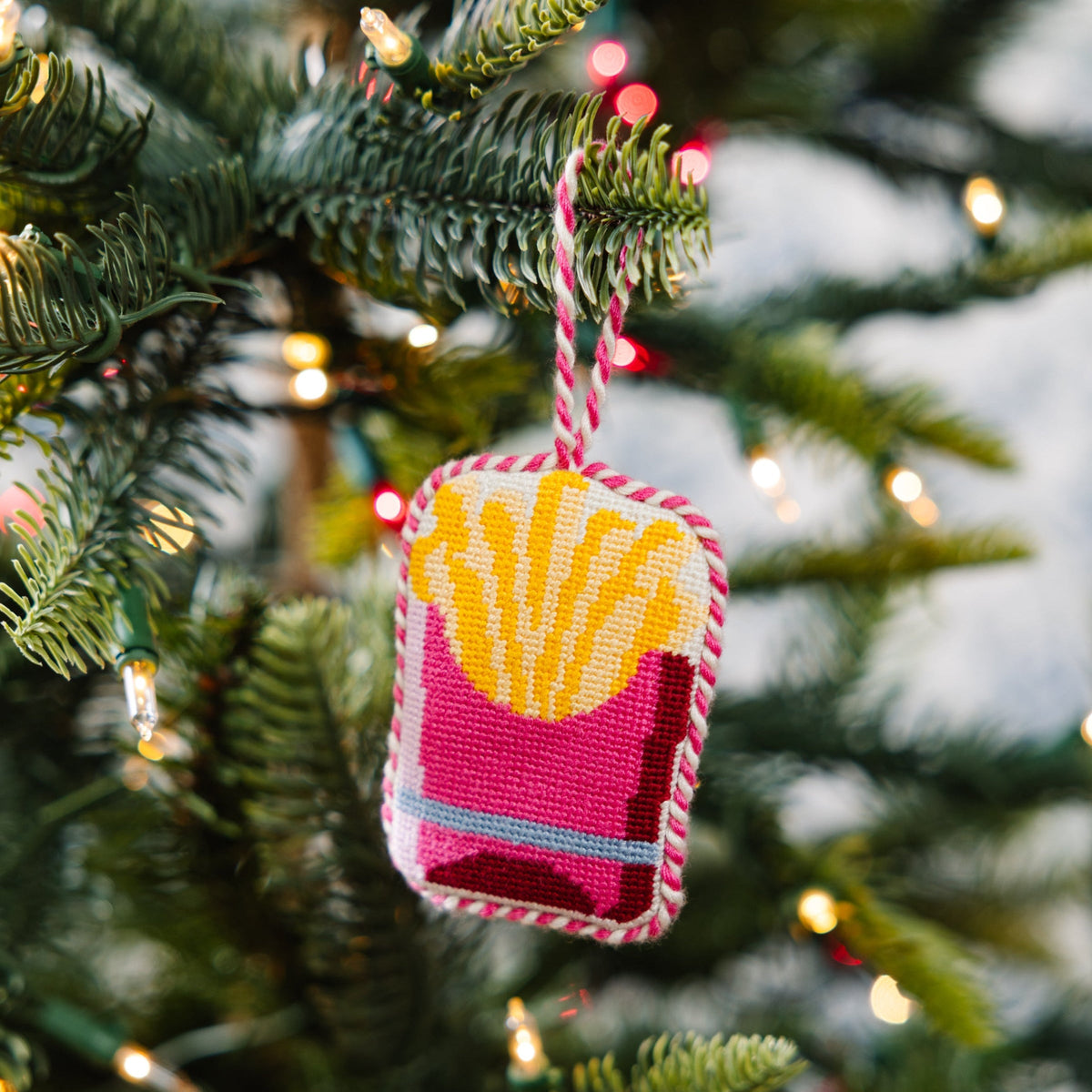 Needlepoint Icon Ornament - French Fries