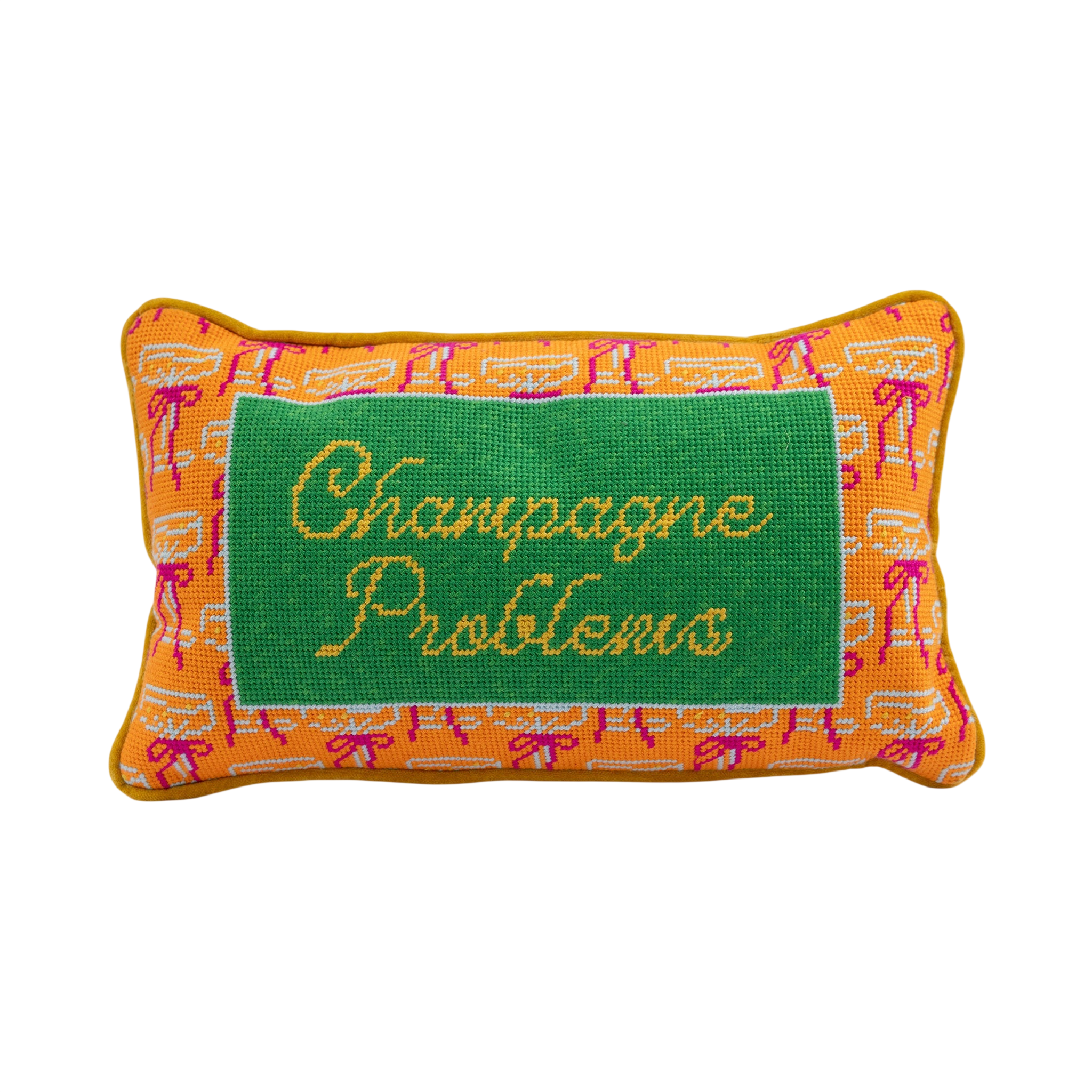 Champagne Problems Needlepoint Pillow