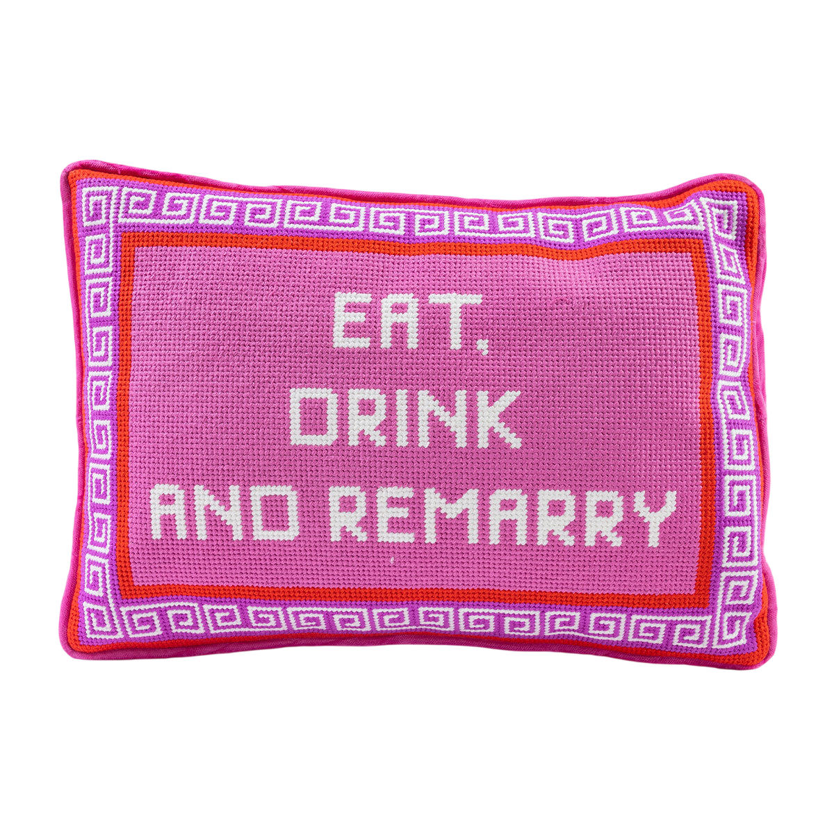 Eat Drink Remarry Needlepoint Pillow