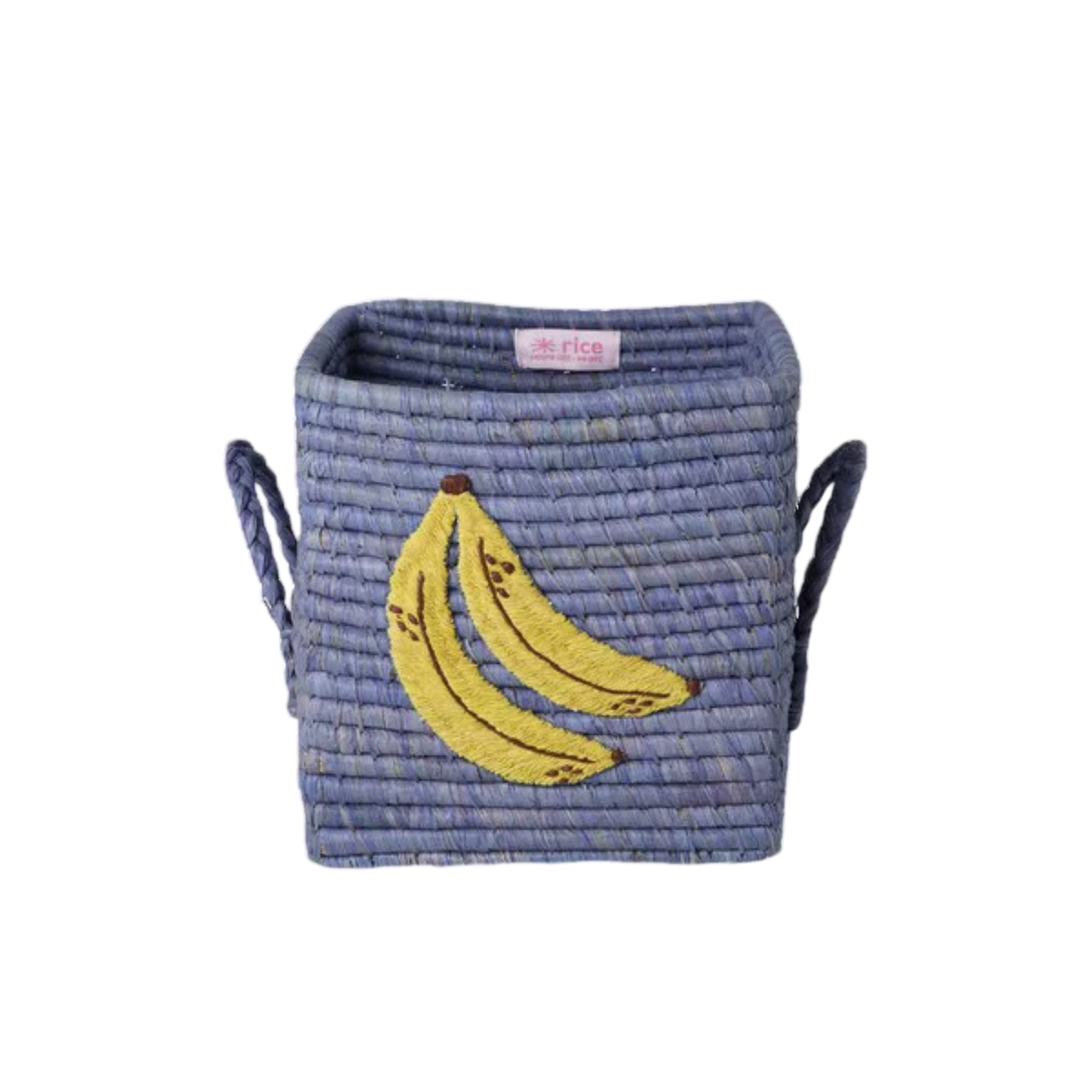 Small Square Raffia Basket - Blue - Banana