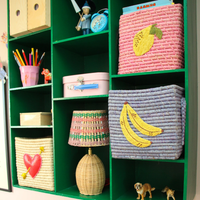 Small Square Raffia Basket - Blue - Banana