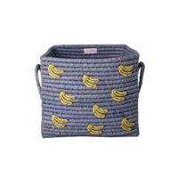 Square Raffia Basket - Blue - Banana