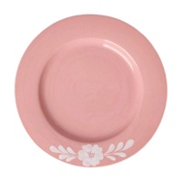 Ceramic Dinner Plate with Hand-painted White Flower Vine