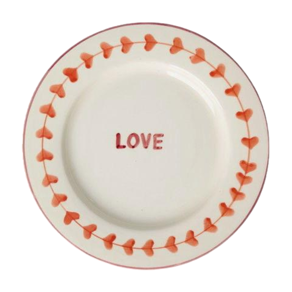 Ceramic Dinner Plate with Hand-painted LOVE