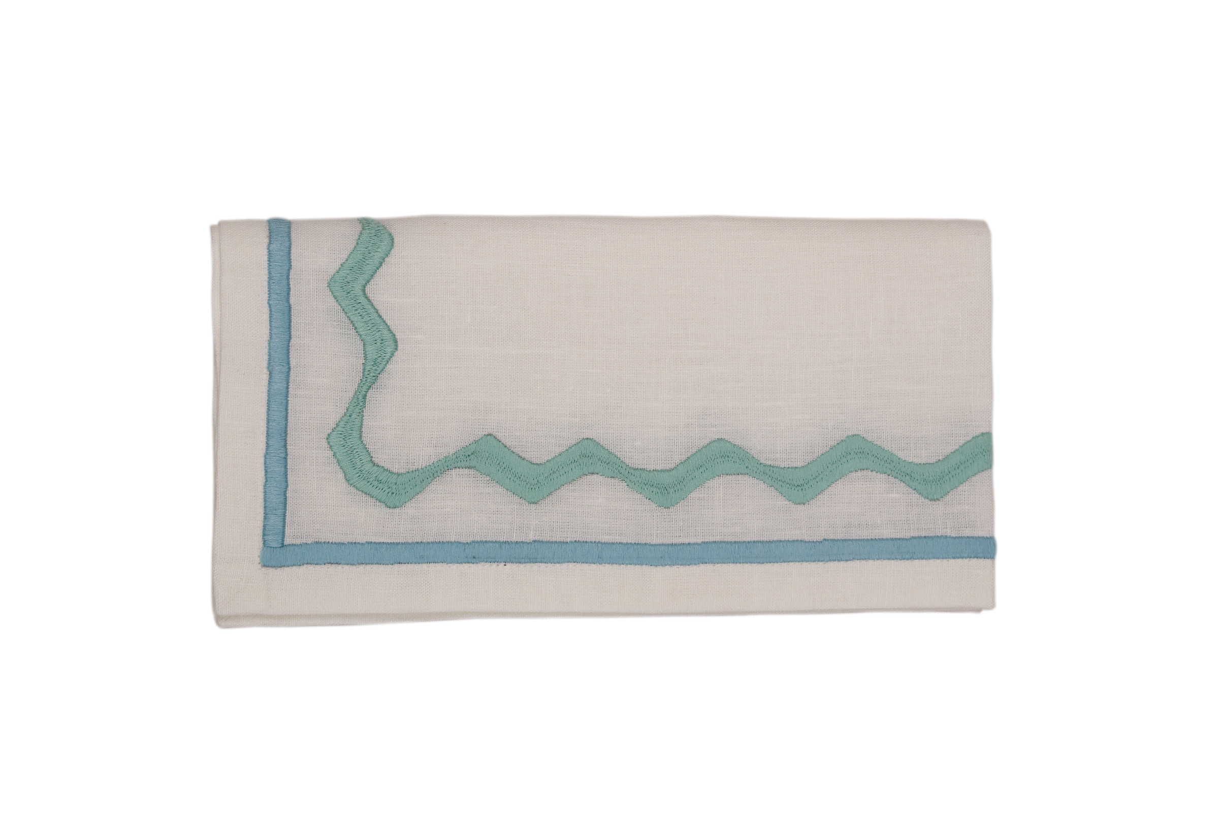 Hand Embroidered Ripple Stitch Napkins 18" x 18" (Set of 4)