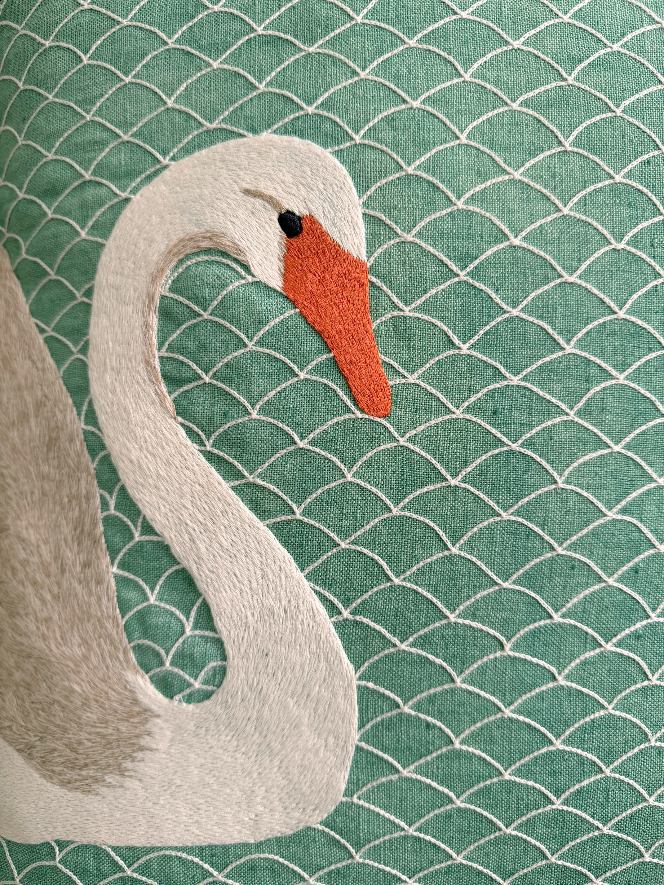 Birds Embroidered Pillow Cover  - 20x20 in
