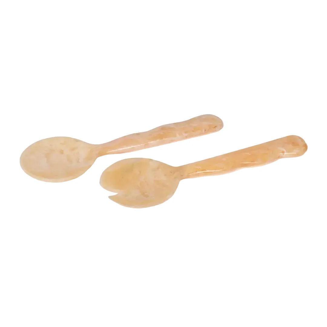 Hand-Poured Resin Salad Server Set - Peach