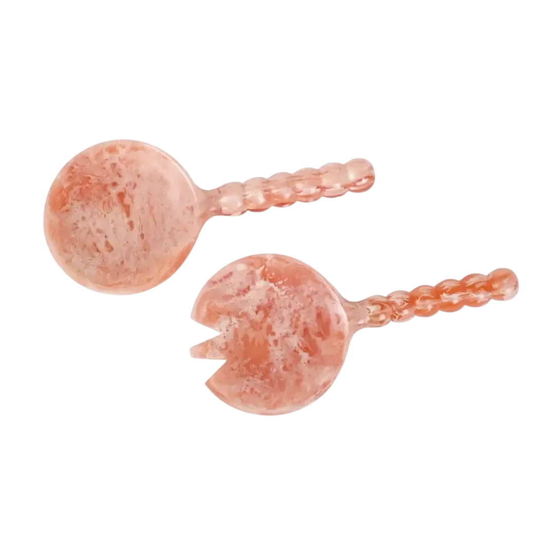 Resin Salad Server Set | Pink Hand-Poured | Set of 2