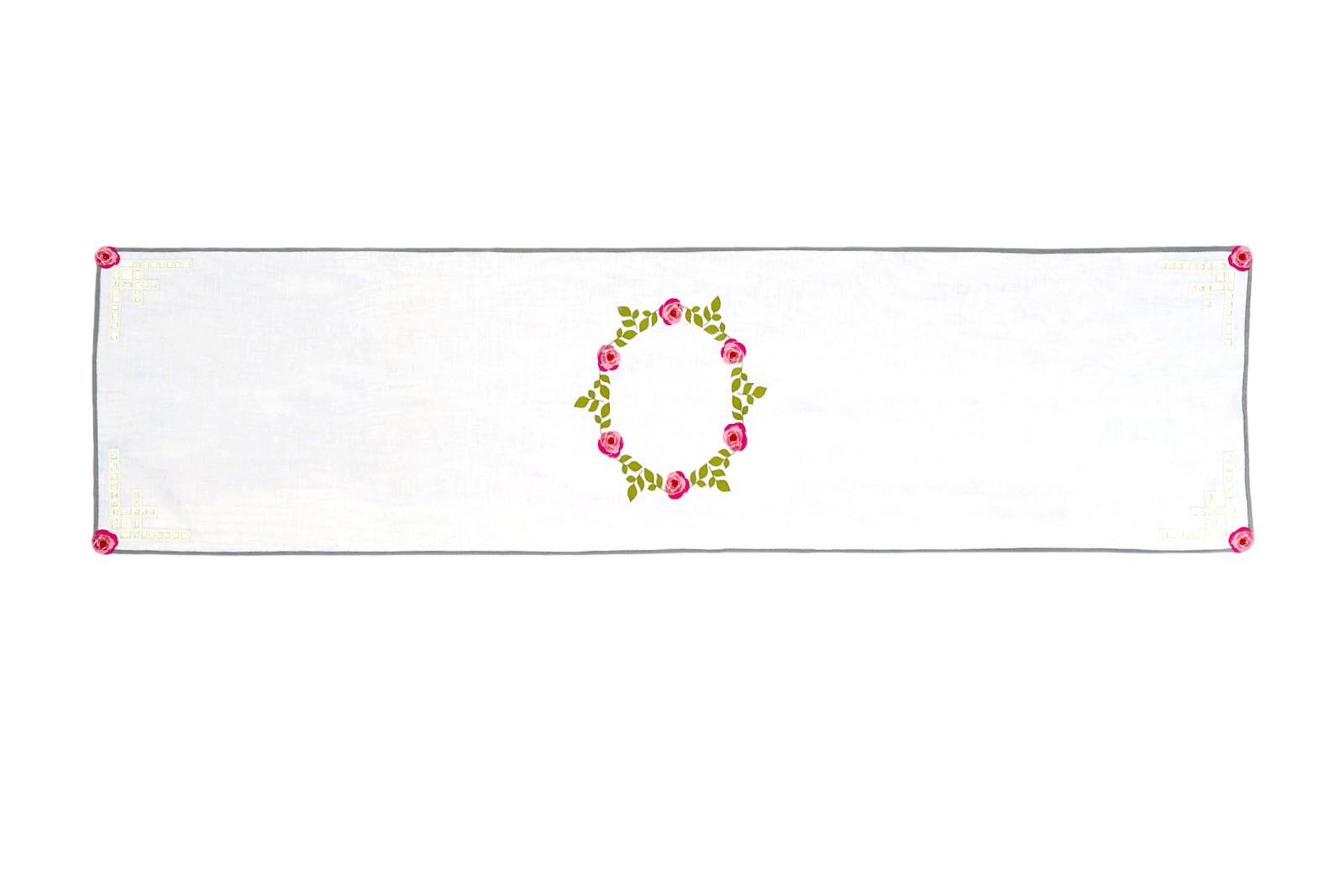 Cutwork Linen Table Runner 16.5×67 in