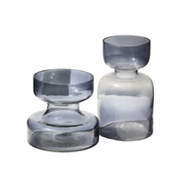 Slate grey Handblown Glass vase TallInch | Handcrafted Glass (Set of 2)