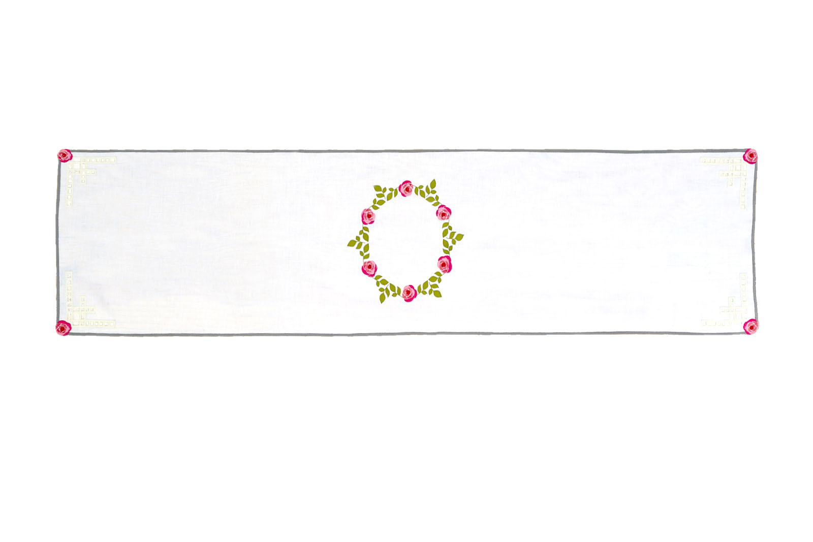 Cutwork Linen Table Runner 16.5×67 in