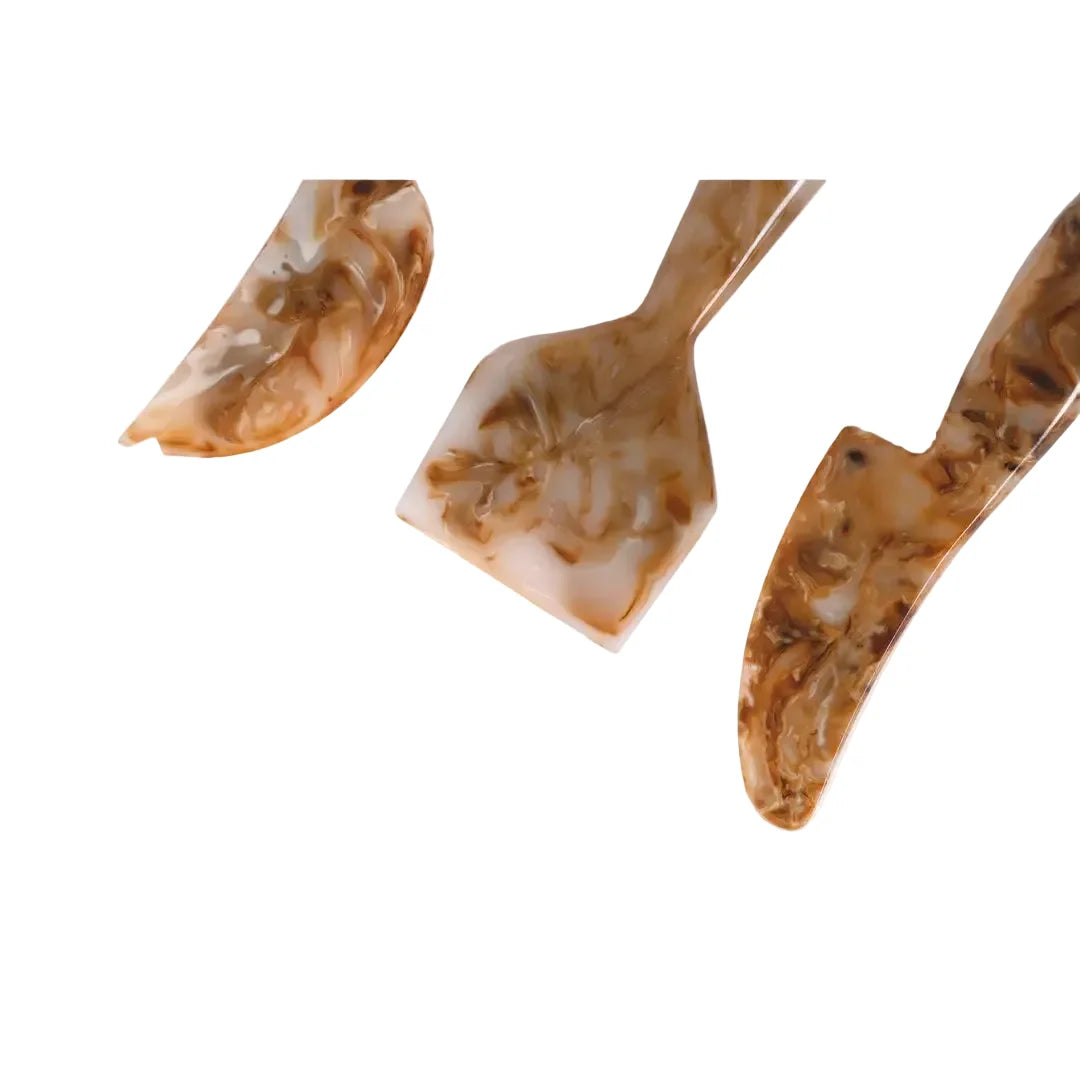 Hand-Poured Resin Cheese Knife Set - Brown