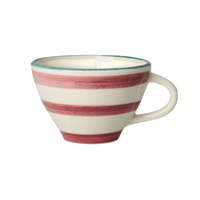 Ceramic Tea Cup with Hand-painted Pink Horizontal Stripes - 5.07 oz