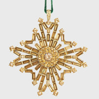 Baguette Snowflake Hanging Ornament - Gold