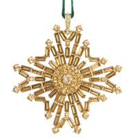 Baguette Snowflake Hanging Ornament - Gold