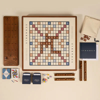 3-IN-1 Premium Game Collection Scrabble, Trivial Pursuit & Cribbage
