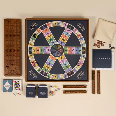 3-IN-1 Premium Game Collection Scrabble, Trivial Pursuit & Cribbage