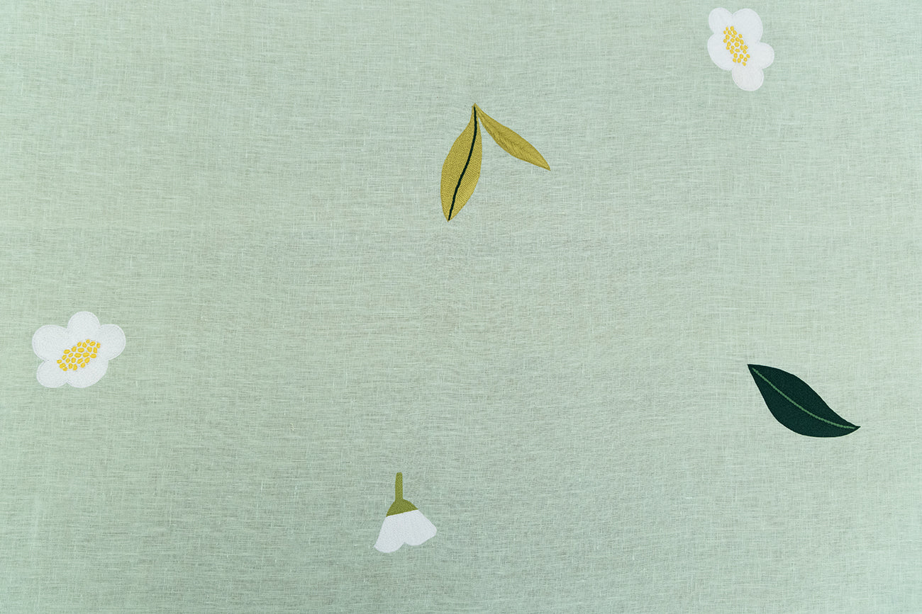 Hand Embroidered Spring Bloom Tablecloth 120" x 80"