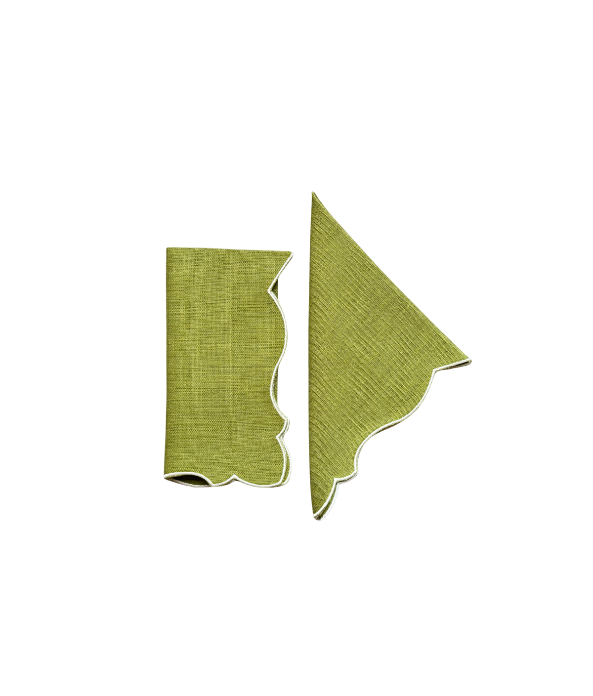 Angelina Linen Napkins, Olive / Ivory