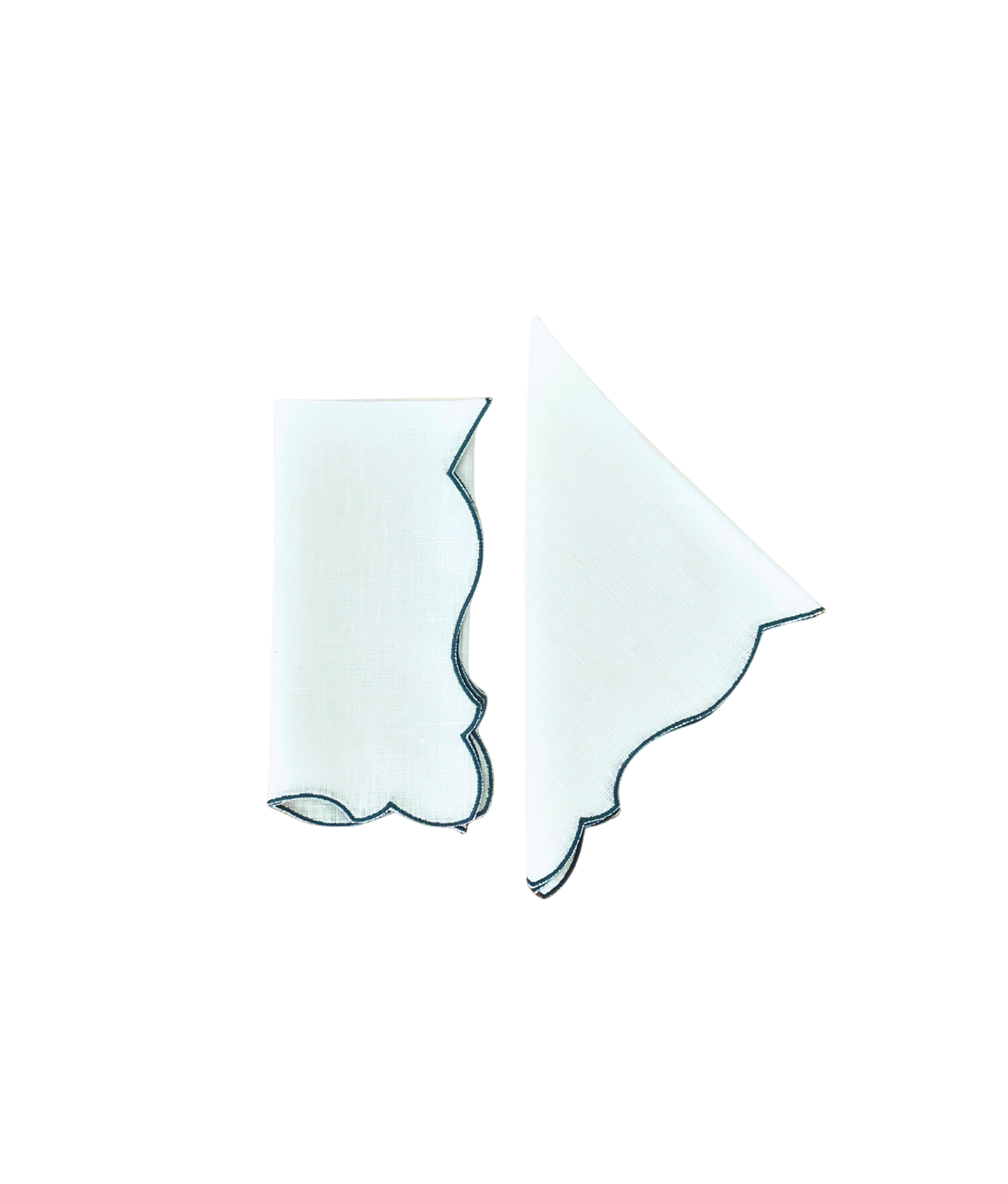 Angelina Linen Napkins, White / Blue Mirage