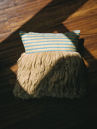 Wugo Throw Pillow - Iridescent Cape Blue/Andes Sand