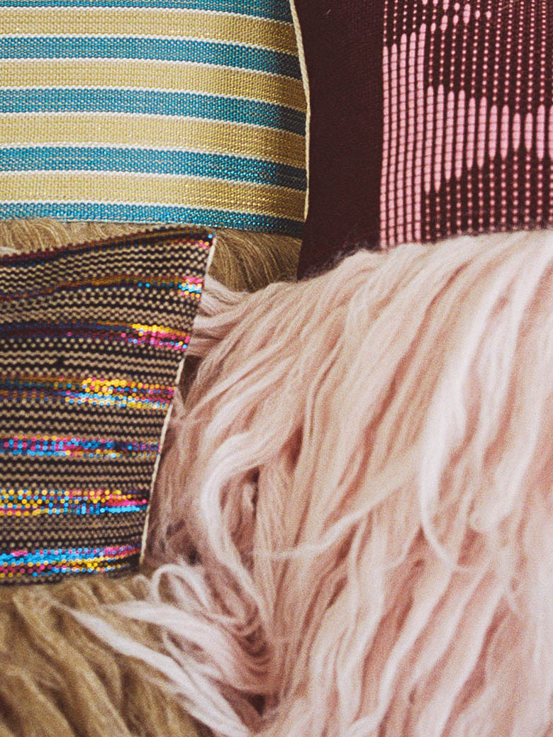 Wugo Throw Pillow - Mystic Black Holograph/Andes Sand