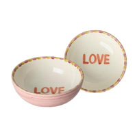 Ceramic Bowl with Hand-painted LOVE - Pink - 10.14 oz