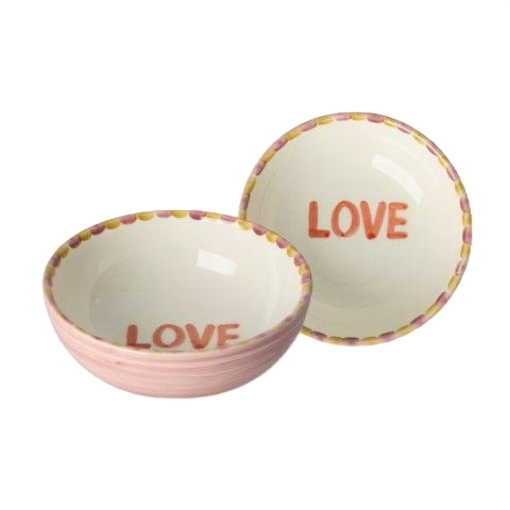Ceramic Bowl with Hand-painted LOVE - Pink - 10.14 oz
