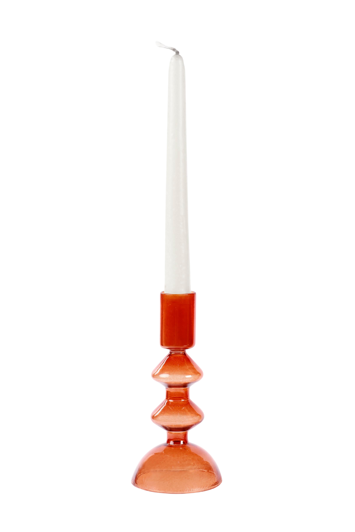 Retro Glass Candle Stick Holder | Lacquered Metal | 2.5 in (Set of 2)