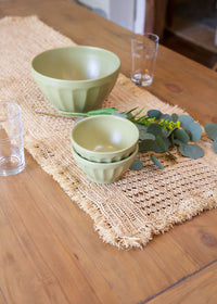 Lazio Crochet Raffia Table Runner, Woven Tabletop