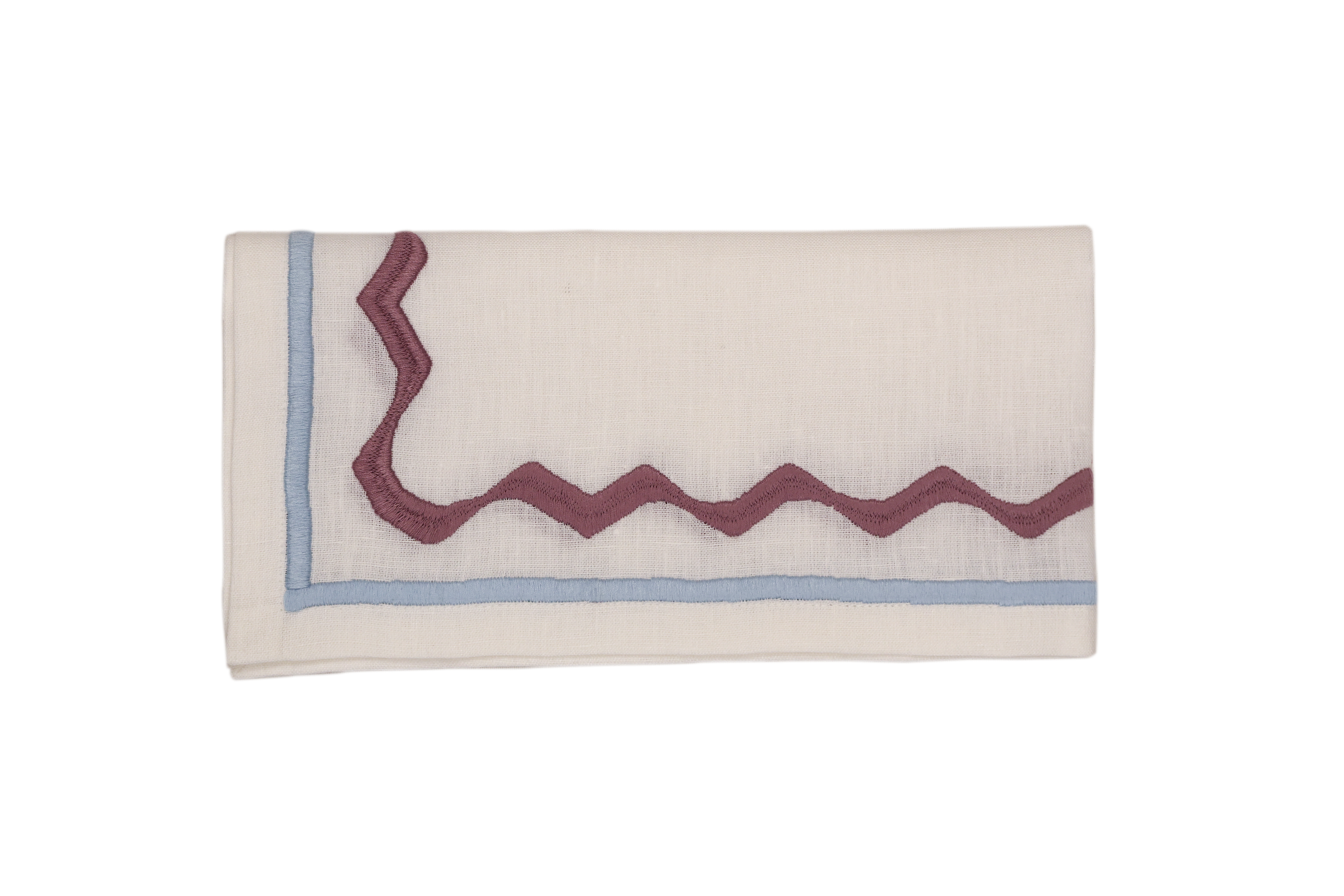 Hand Embroidered Ripple Stitch Napkins 18" x 18" (Set of 4)