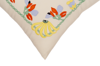 Hand Embroidered Merino Wool Pillow Cover 20" x 20"