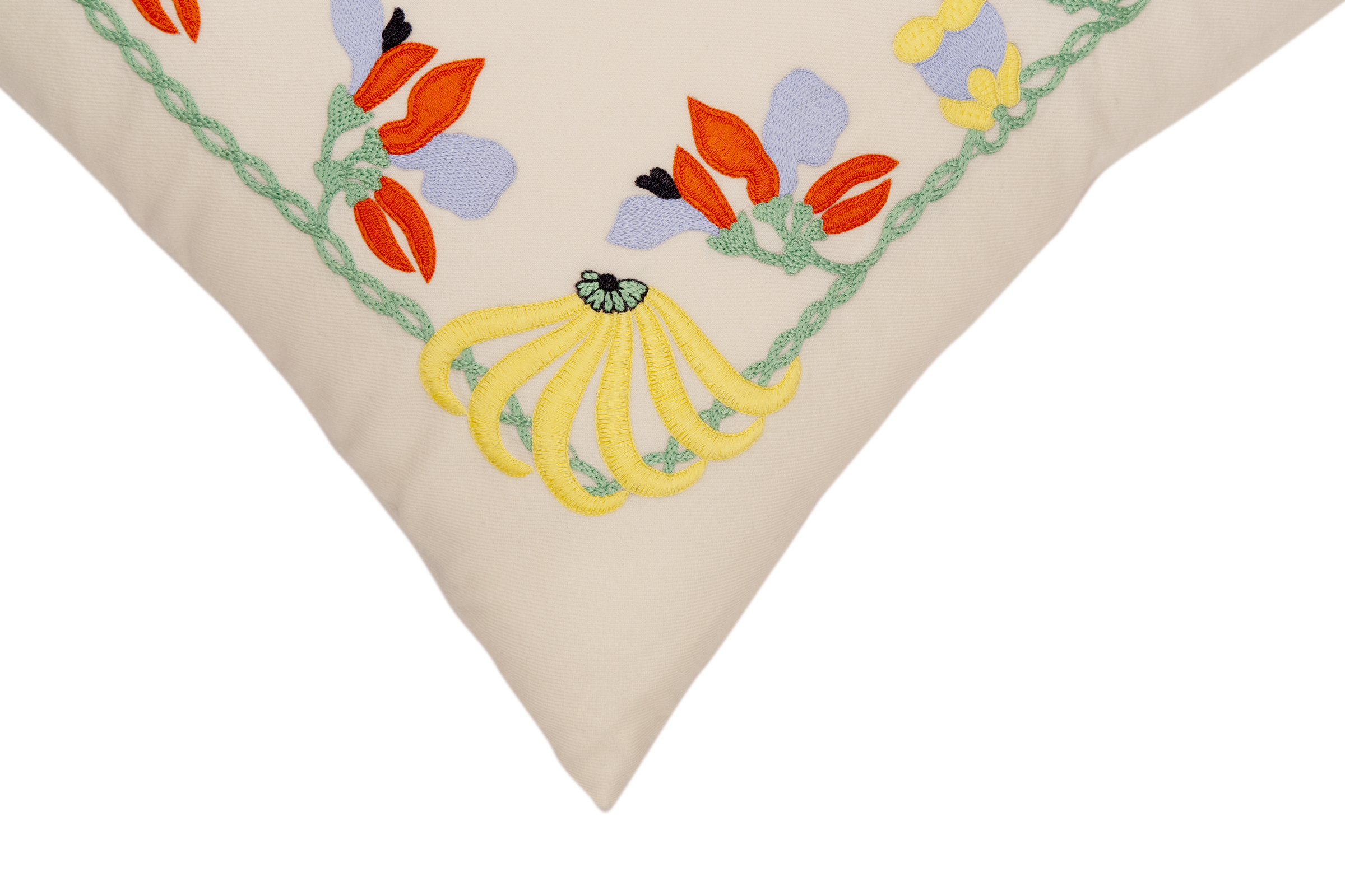 Hand Embroidered Merino Wool Pillow Cover 20" x 20"