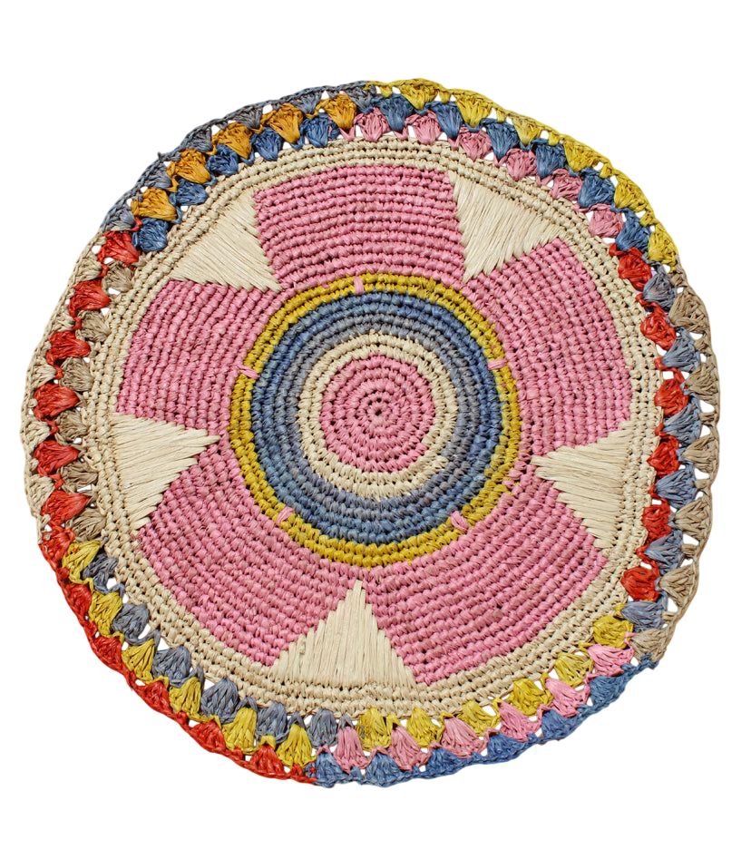 Daisy Raffia Placemat, Colorful Woven tabletop
